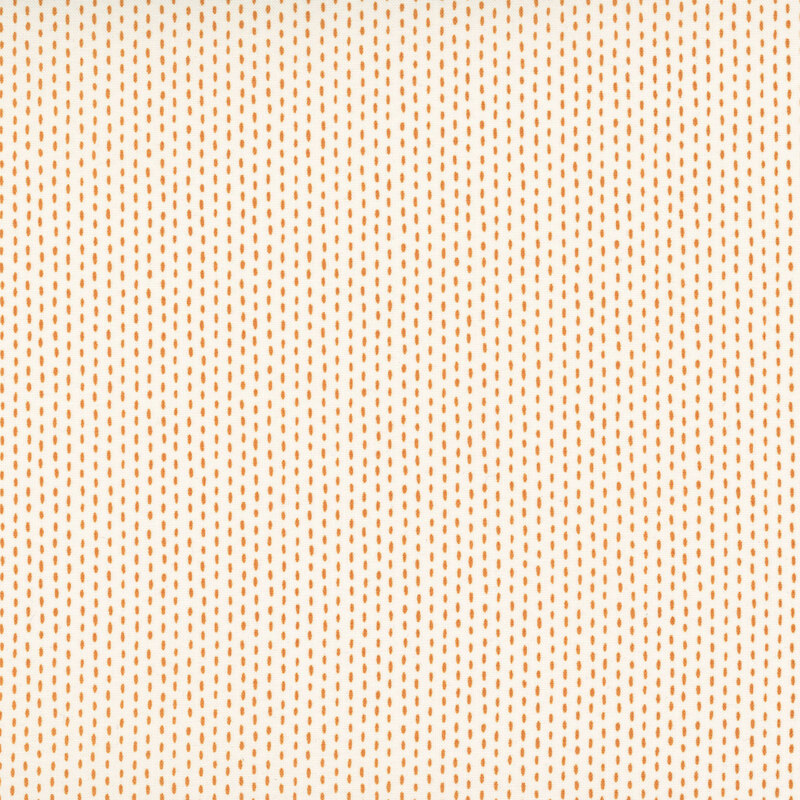 Cream fabric with orange stripes formed by a stitch pattern.