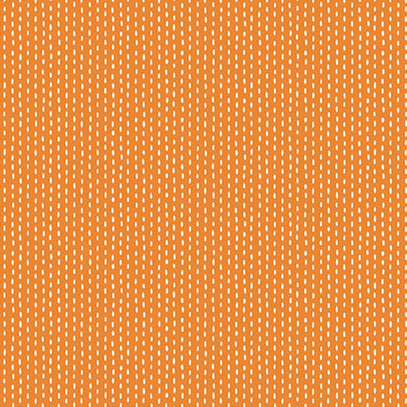 Orange fabric with white stripes formed by a stitch pattern.