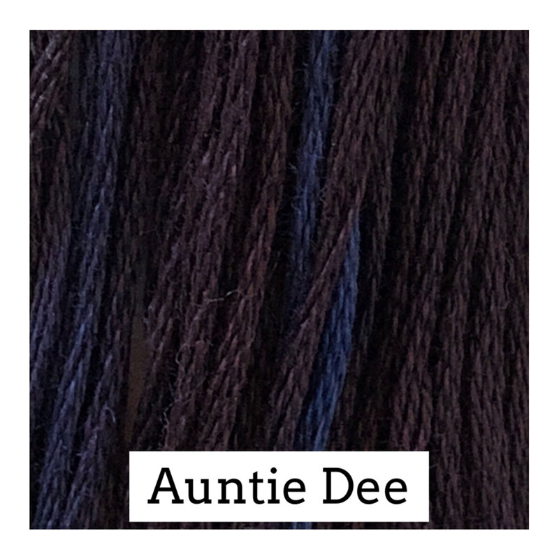 A blue/purple variegated swatch of Classic Colorworks floss.