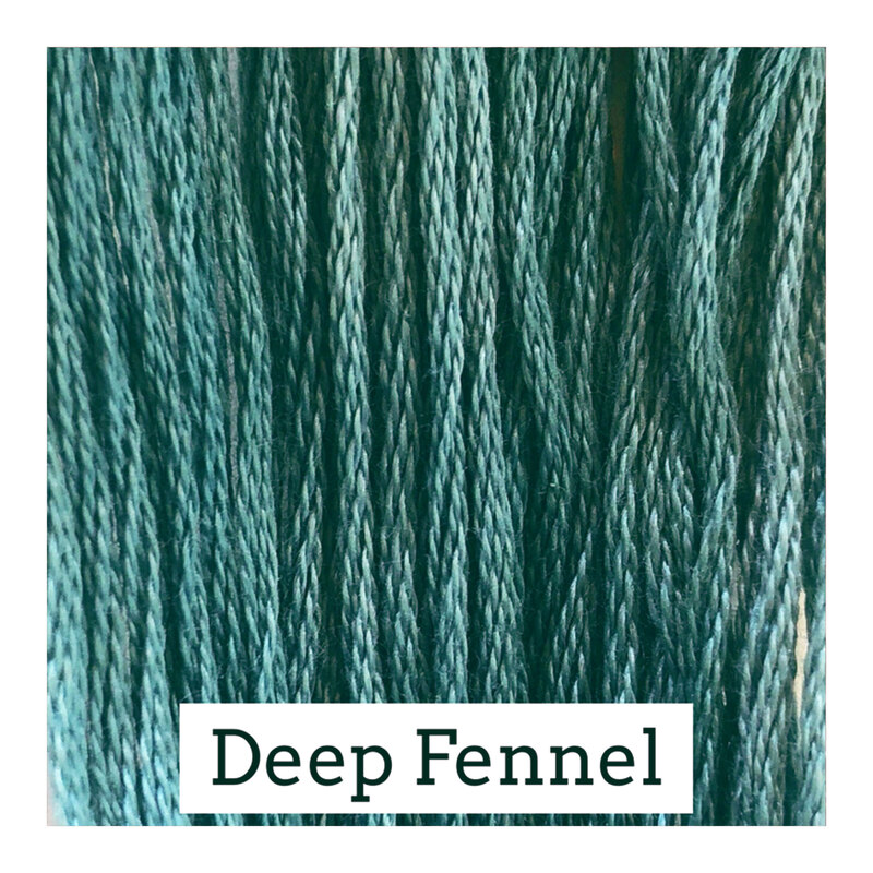 A teal swatch of Classic Colorworks floss. 