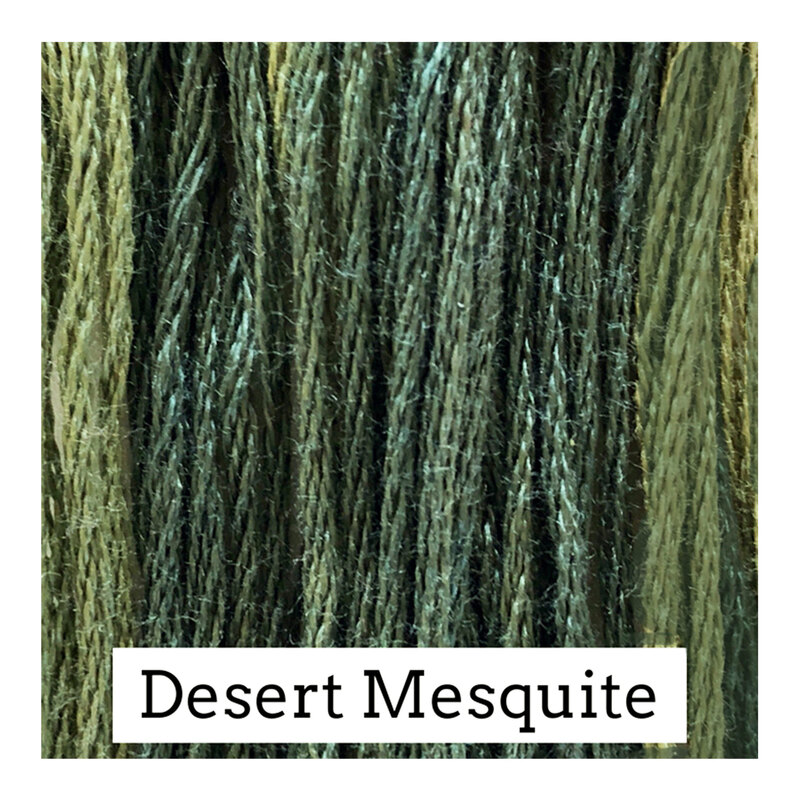 A sage green swatch of Classic Colorworks floss. 