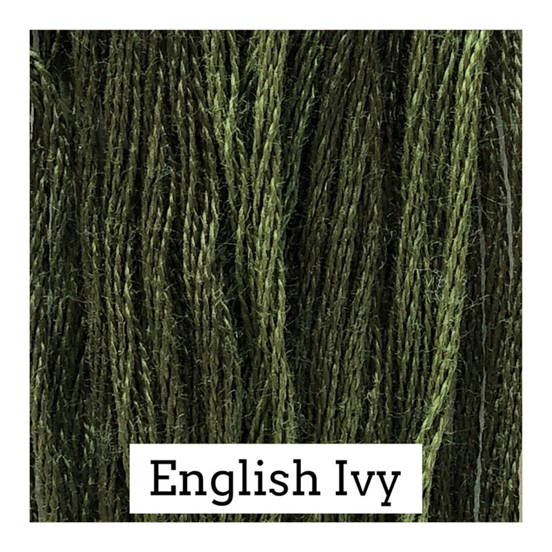 A forest green swatch of Classic Colorworks floss. 