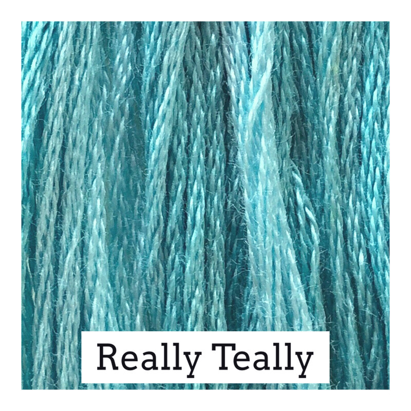 A teal swatch of Classic Colorworks floss.