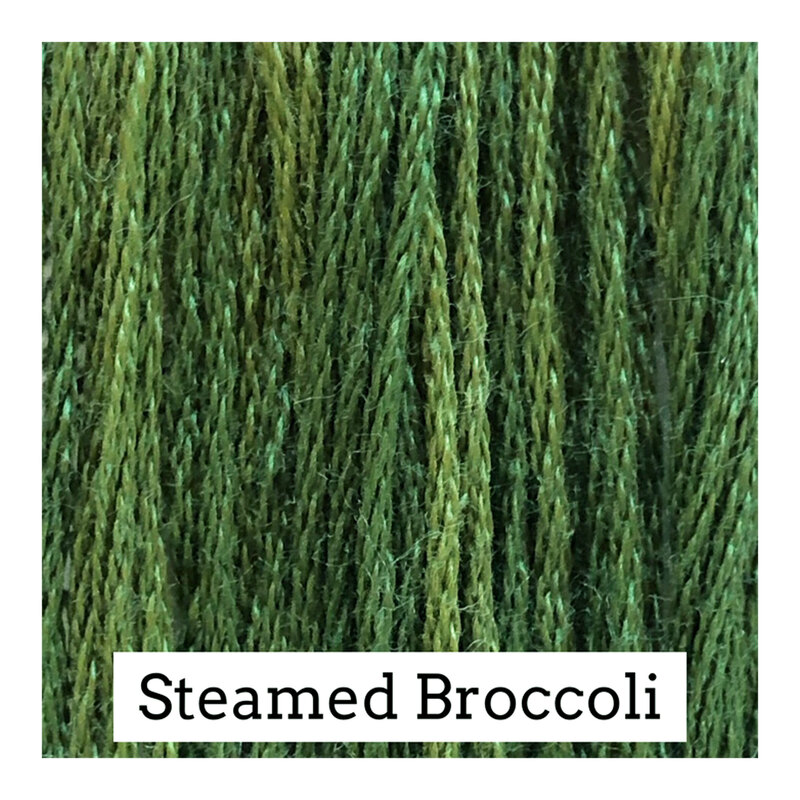 Swatch of green colored threads