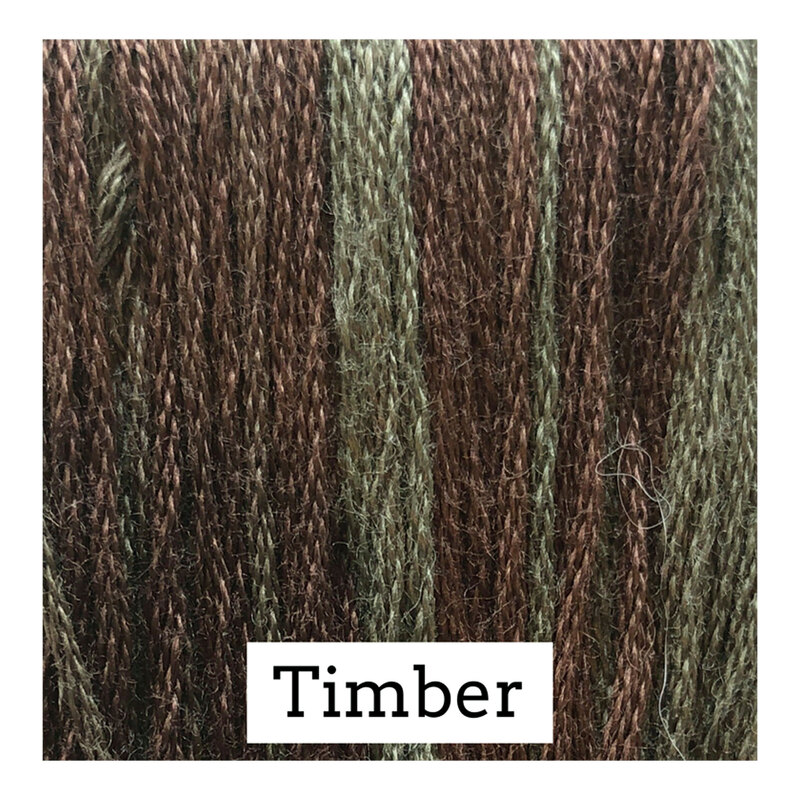 Swatch of brown and green variegated colored threads