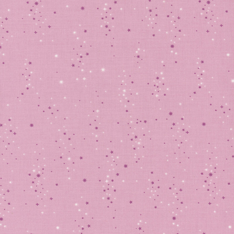 Lilac fabric with a scattered pattern of small purple and white star clusters.