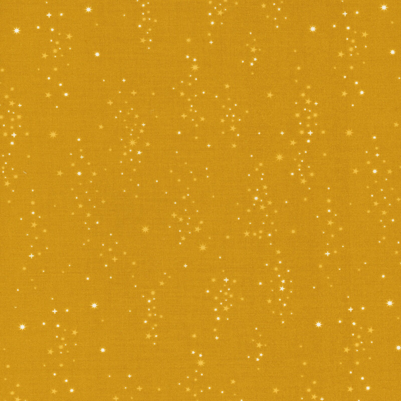 Dark golden fabric with a scattered pattern of small star clusters.