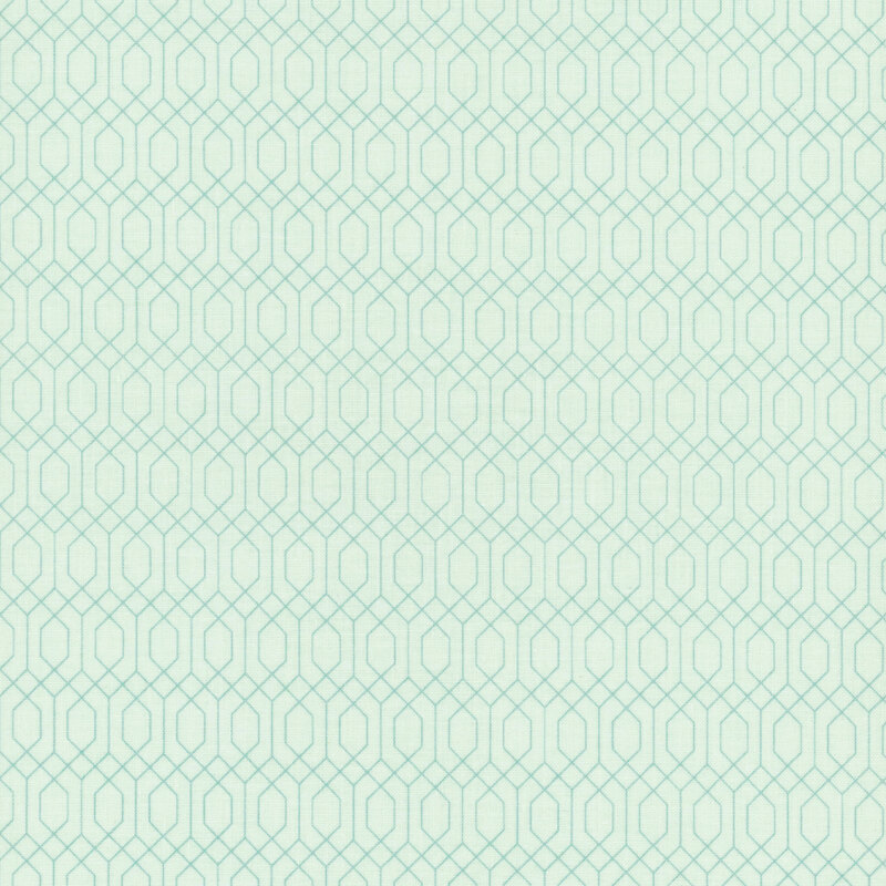 Ice blue fabric with a geometric lattice pattern