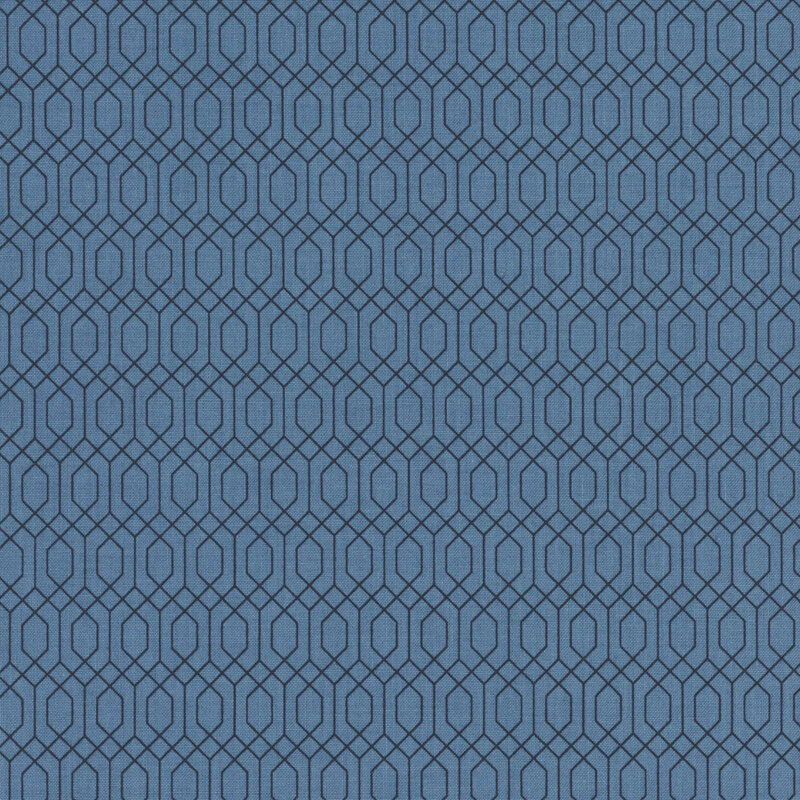 Denim blue fabric with a lattice pattern