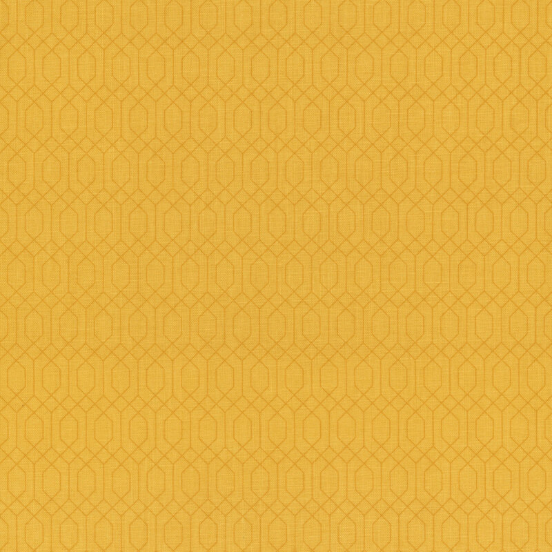 Golden yellow fabric with a tonal lattice pattern.