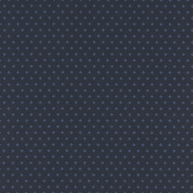 Navy fabric is with a pattern of small, tonal, geometric diamond shapes. 