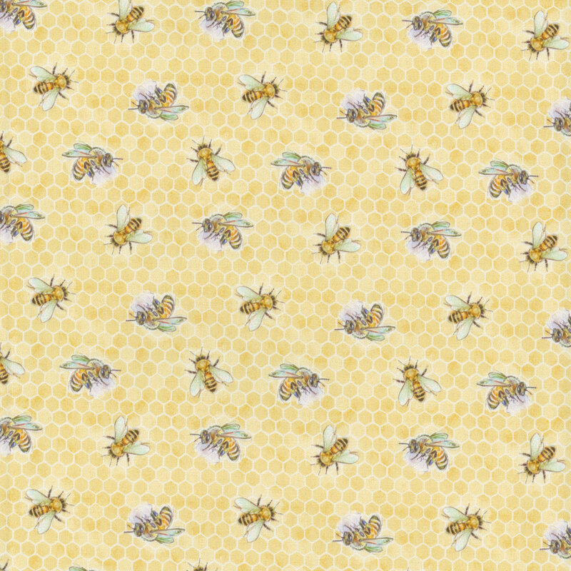 Large honey bees tossed on a background of yellow honeycomb.
