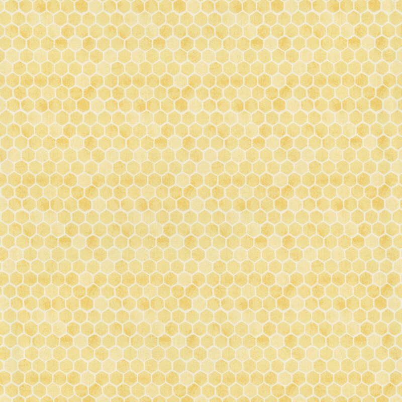 mottled yellow fabric with a geometric honeycomb pattern.
