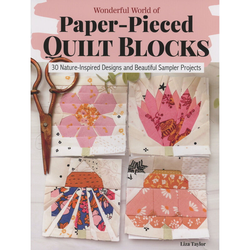 Cover of Wonderful World of Paper-Pieced Quilt Blocks featuring colorful quilt block designs and scissors.