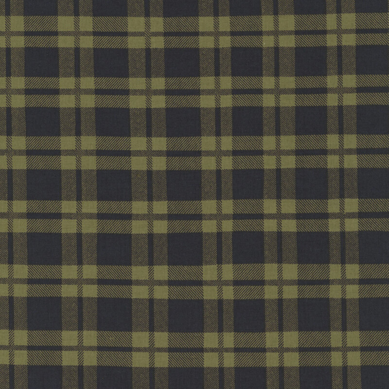 Olive green fabric with a dark green plaid pattern.