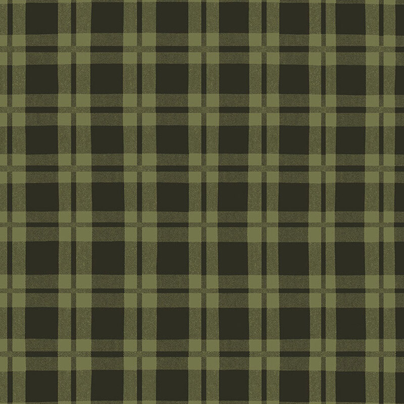 Olive green fabric with a dark green plaid pattern.