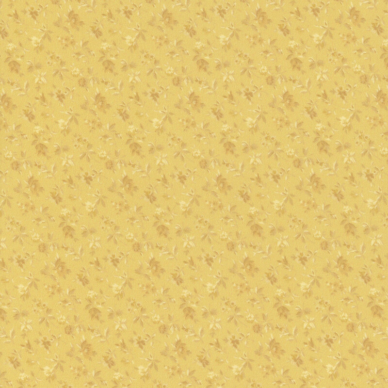 Honey yellow fabric with a dark gold calico floral pattern.