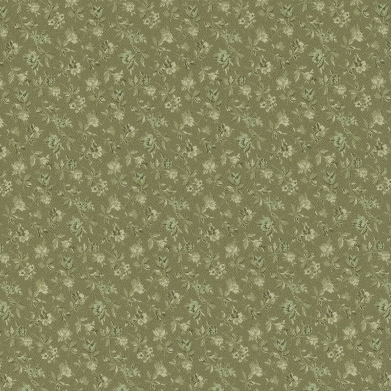 Dark jade fabric with sage colored calico floral print.