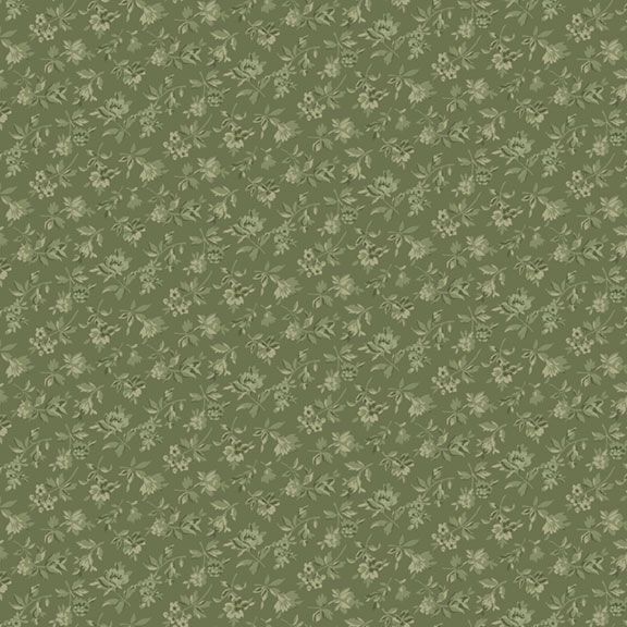 Dark jade fabric with sage colored calico floral print.