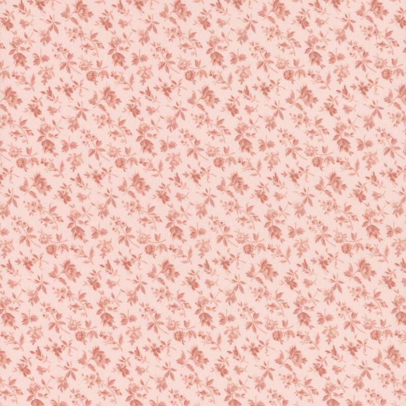 Ballet pink fabric with a dark pink calico floral print.