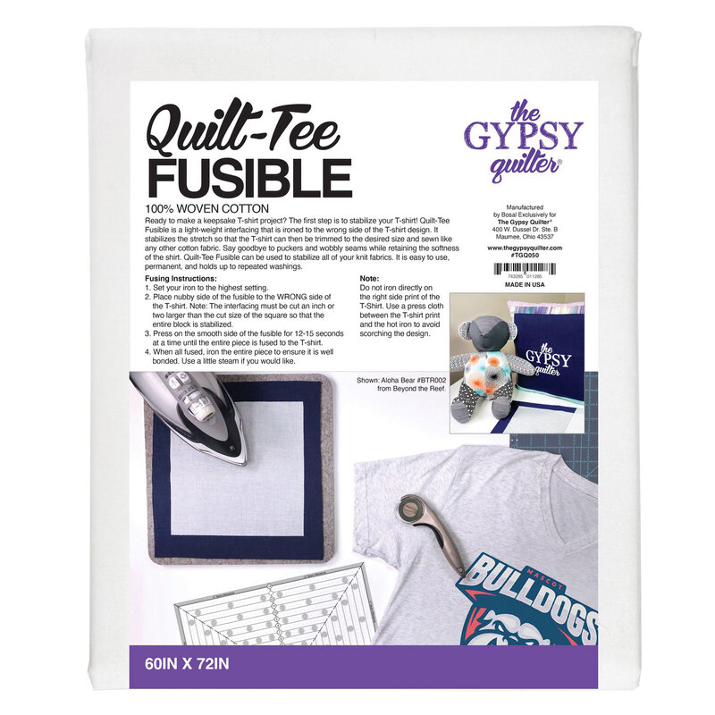 The front packaging for the Quilt-Tee Fusible by The Gypsy Quilter.