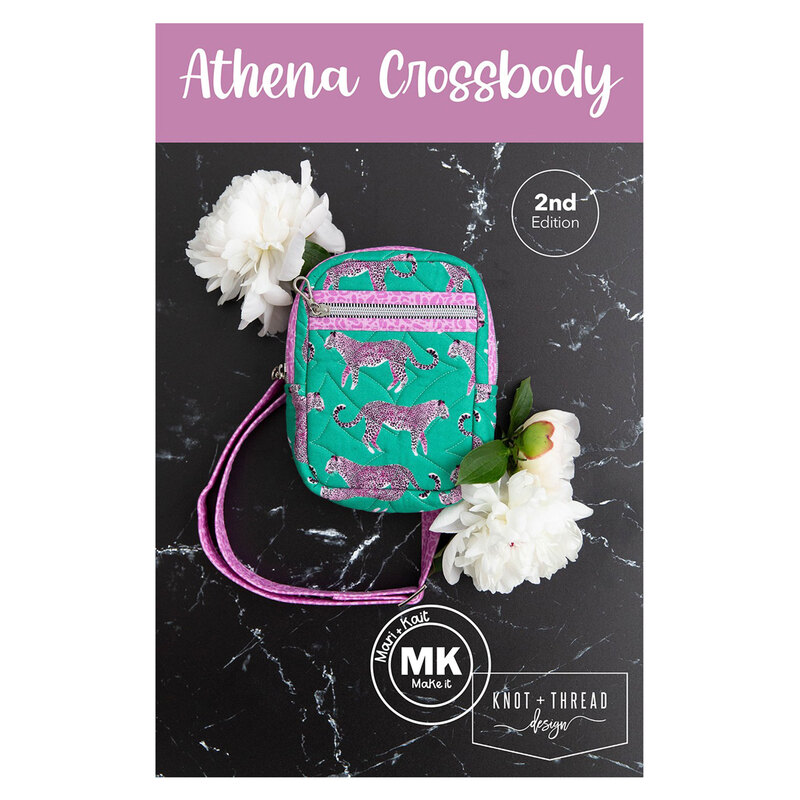 The front of the Athena Crossbody pattern featuring an attractive image of the finished bag. 