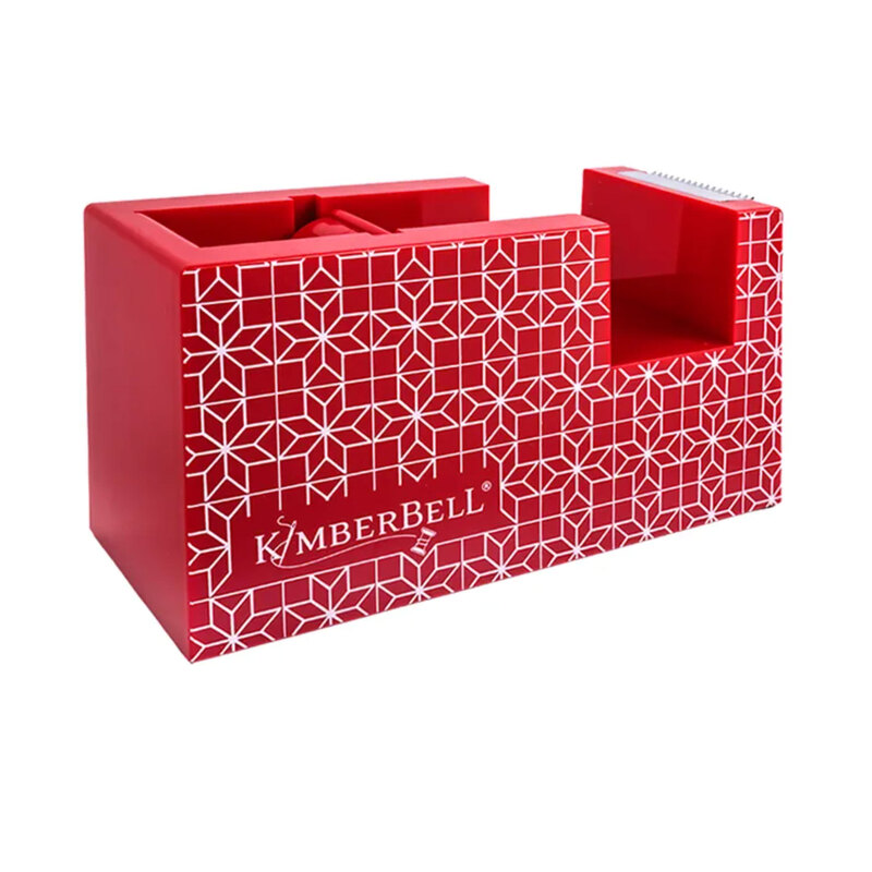Red tape dispenser with geometric white pattern and KimberBell logo.