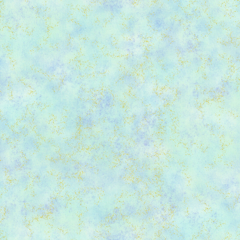 mottled aqua fabric with gold metallic flakes