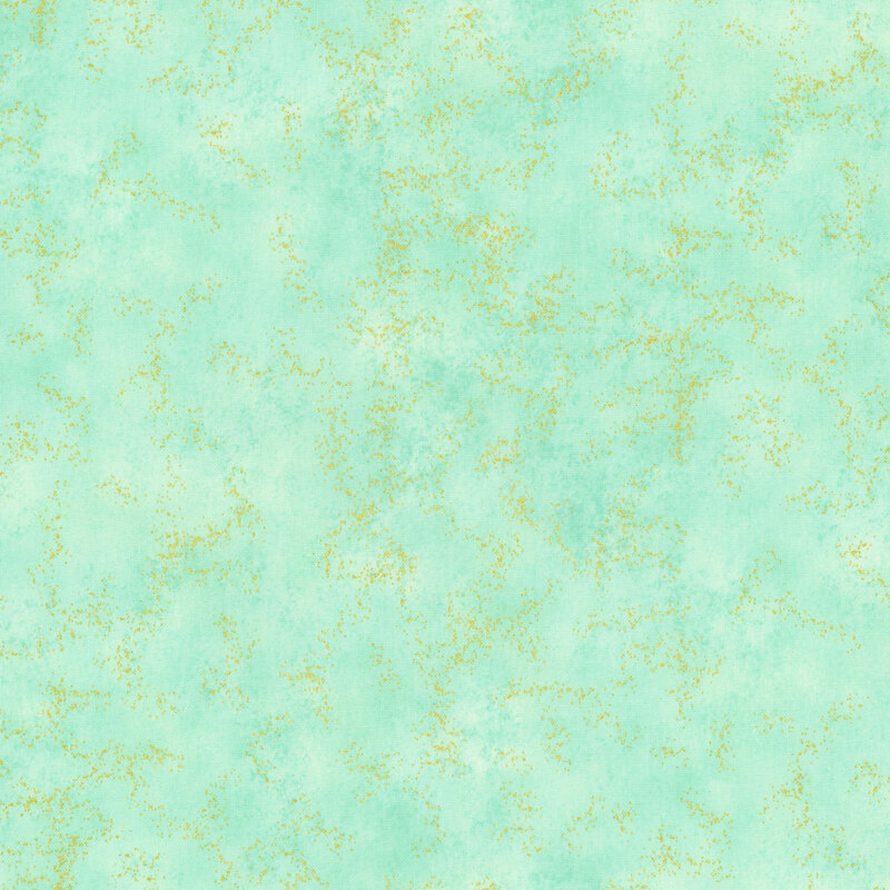 mottled aquamarine fabric with gold metallic flakes