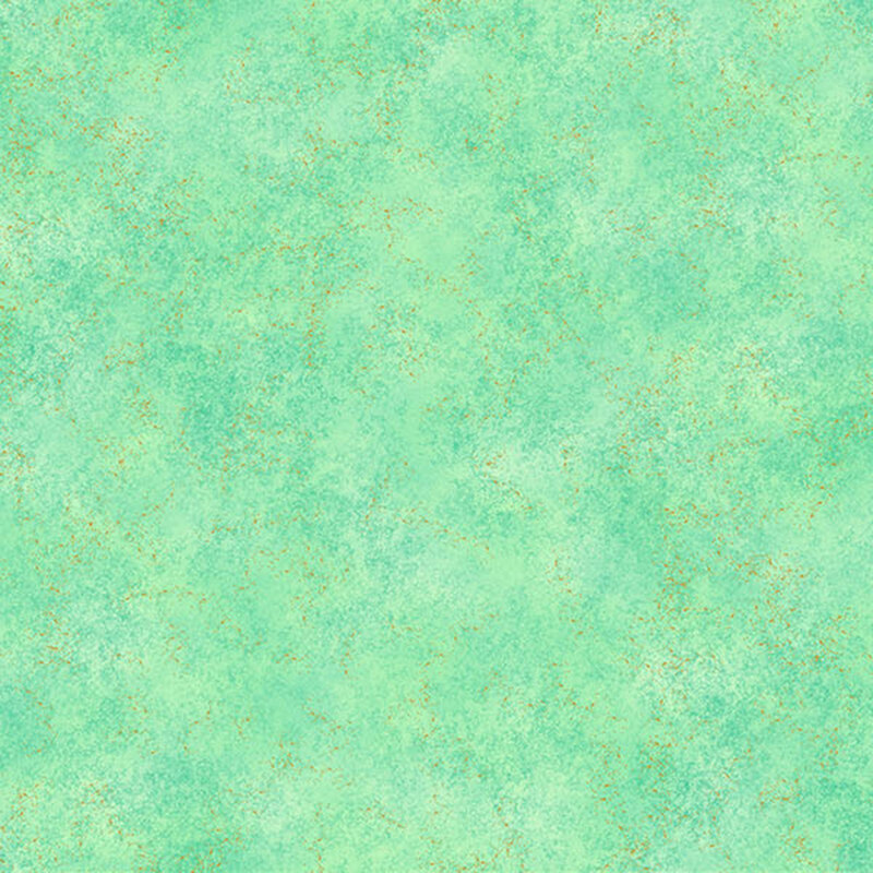 mottled aqua fabric with gold metallic flakes