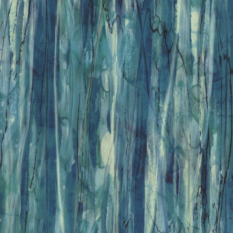 Deep teal brushed watercolor with variegated streaks of bright turquoise, sage green, and black.