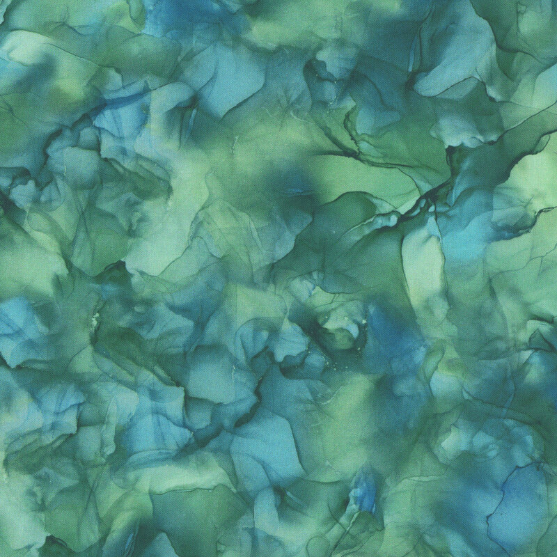A blue and green watercolor fabric. 