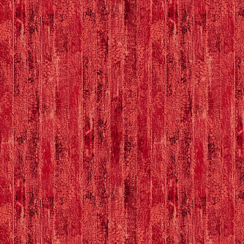 red fabric featuring a weathered and rustic barn style siding theme