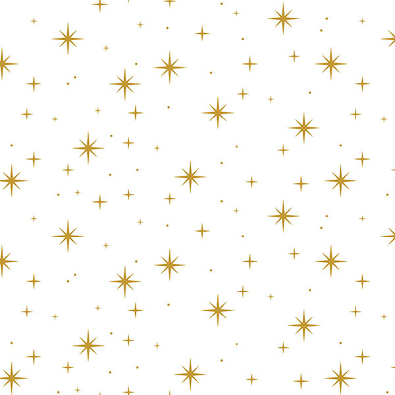 bright white fabric featuring gold metallic stars