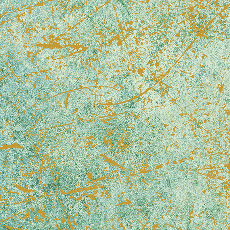 An aquamarine fabric with a grungy turquoise texture and gold metallic splattered accents