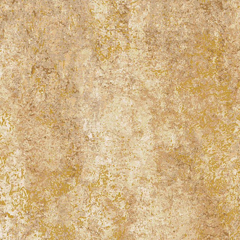 A sandstone fabric with a grungy brown texture and gold metallic accents