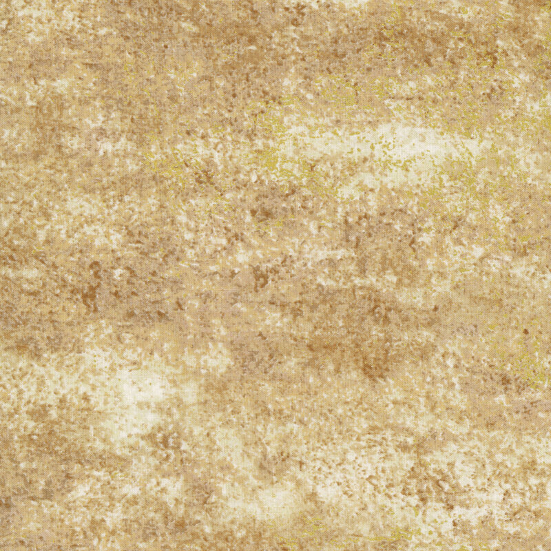 A sandstone fabric with a grungy brown texture and gold metallic accents