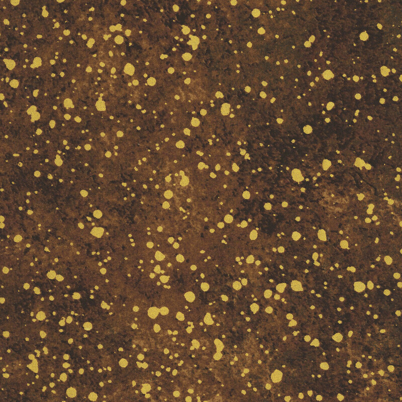 A chestnut brown fabric with a mottled brown texture and metallic gold drips