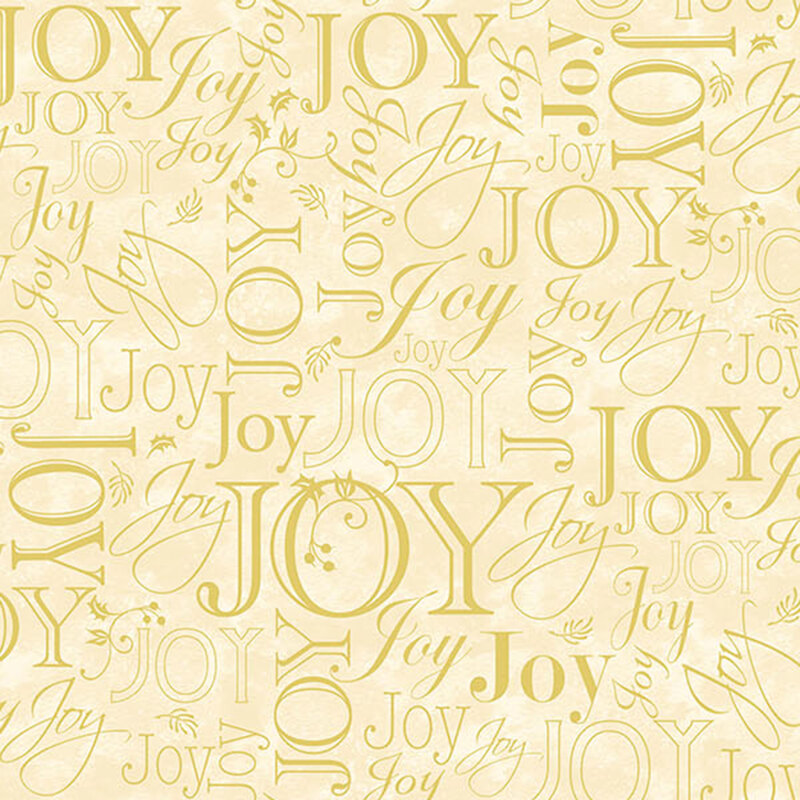 Mottled cream fabric with variations of the word 