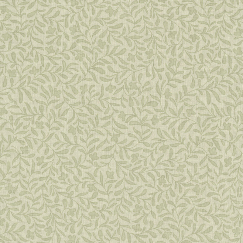 A taupe fabric with dense tonal leafy vines