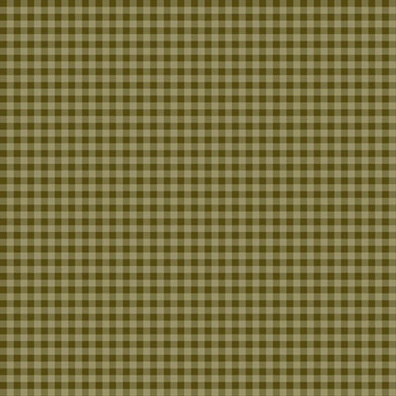 A khaki green fabric with a dark olive gingham design