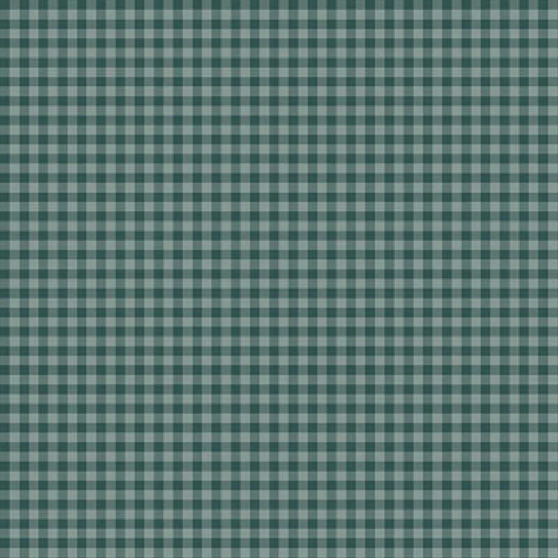 A turquoise fabric with a dark teal gingham print