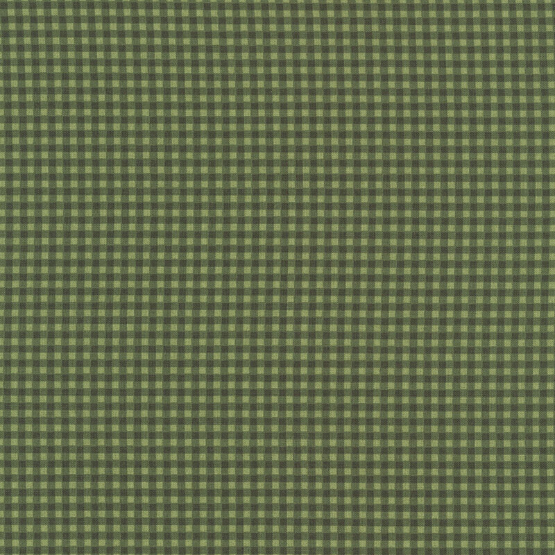 A hunter green fabric with a dark green gingham print.