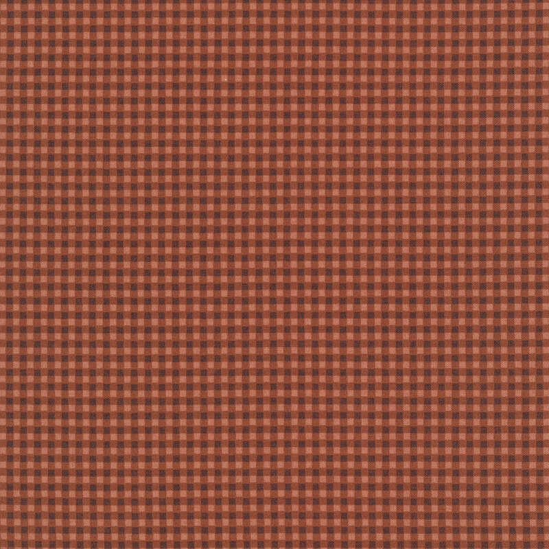 A sienna fabric with a cinnamon brown gingham print