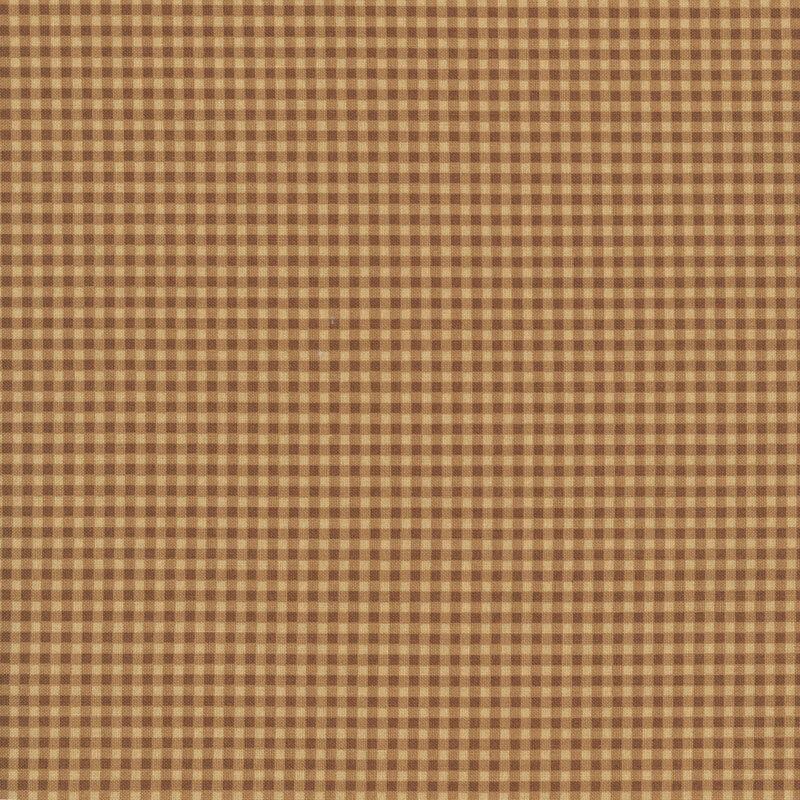 An ocher fabric with a hazel brown gingham print