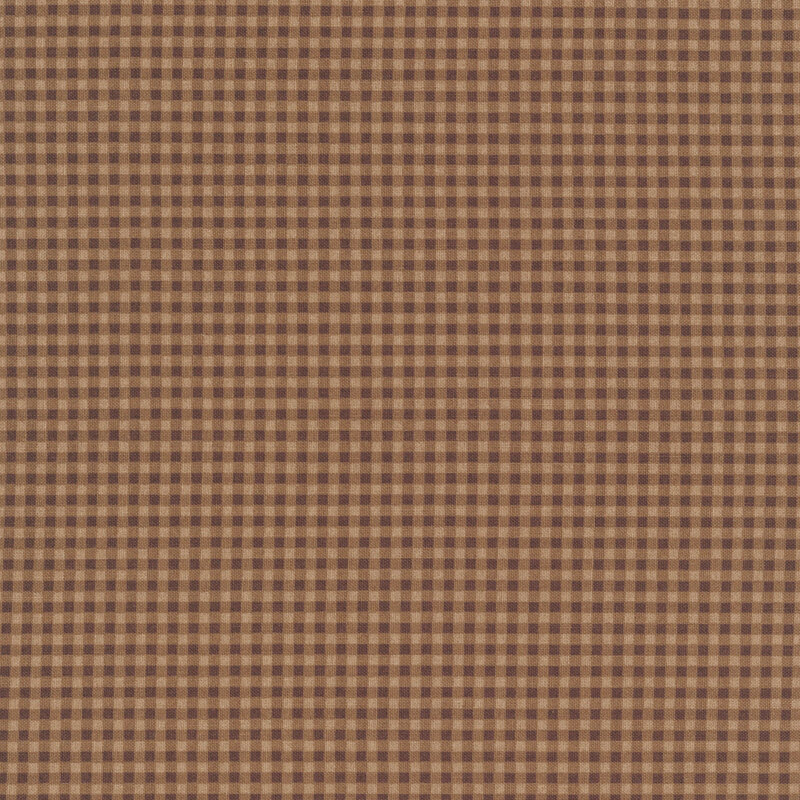 Maple colored fabric with an chocolate brown gingham print