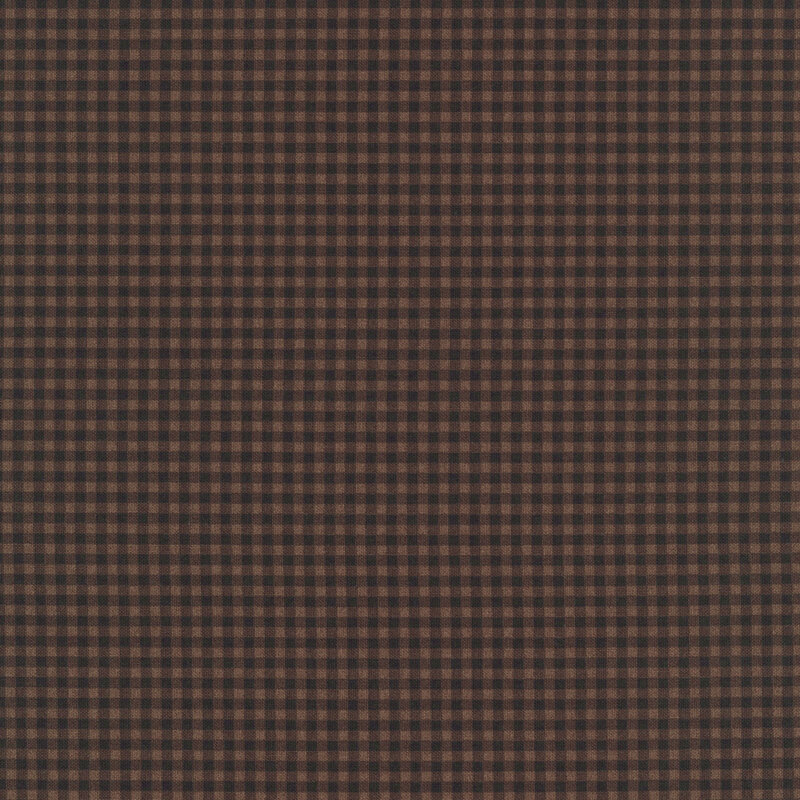 A walnut brown fabric with a dark espresso gingham print
