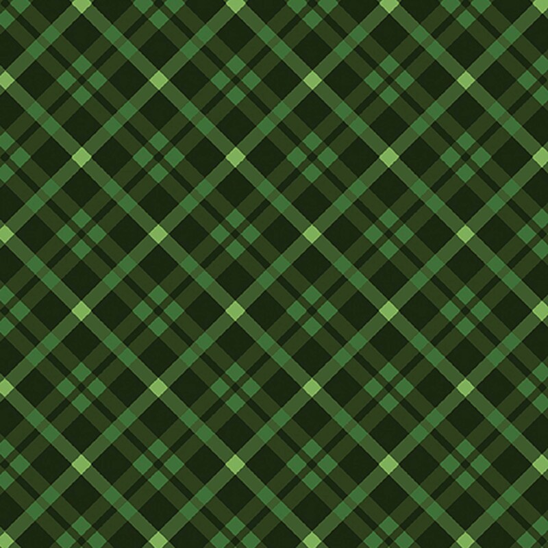 Emerald diagonal tartan fabric