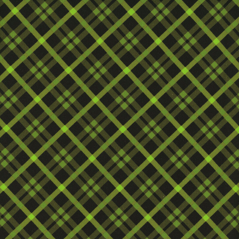 Emerald diagonal tartan fabric