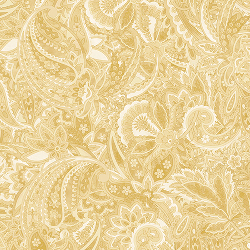 Tonal cream fabric featuring a floral paisley pattern.